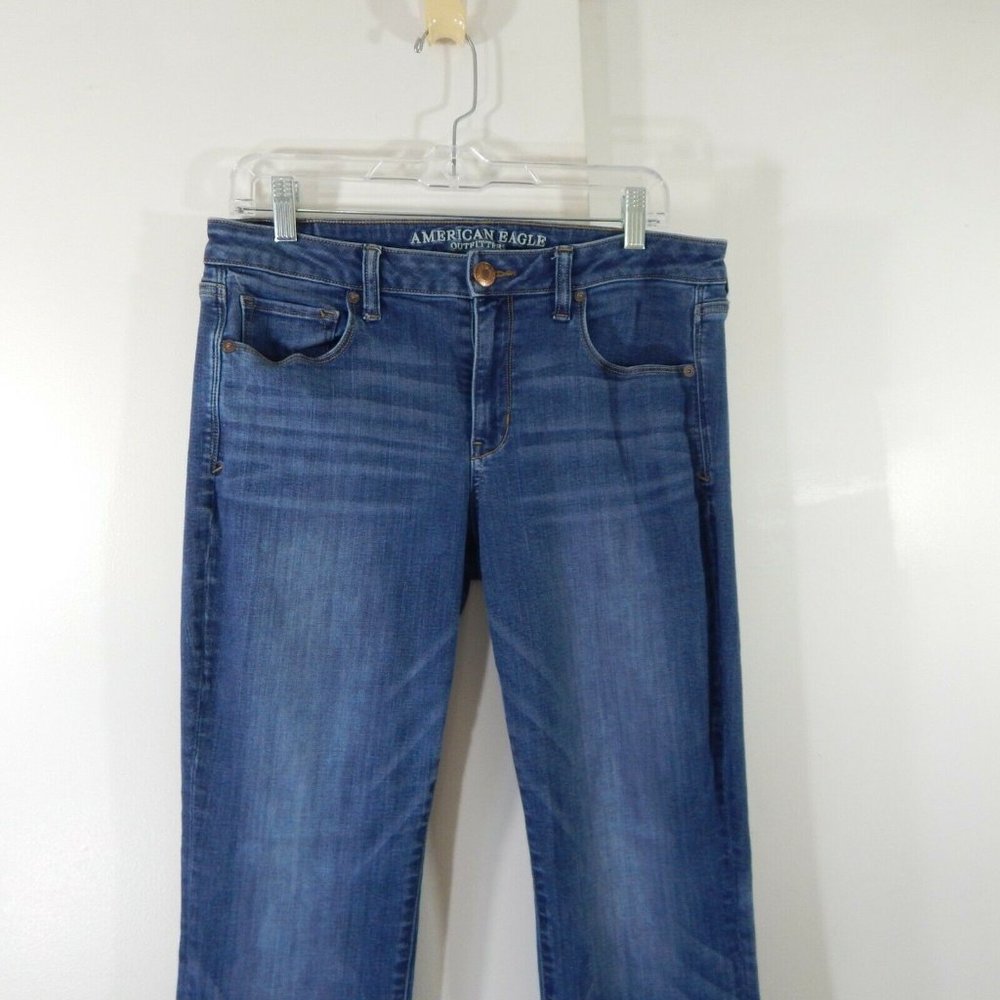 AMERICAN EAGLE jeans skinny kick boot bootcut super stretch mid rise short 12 - Picture 2 of 9